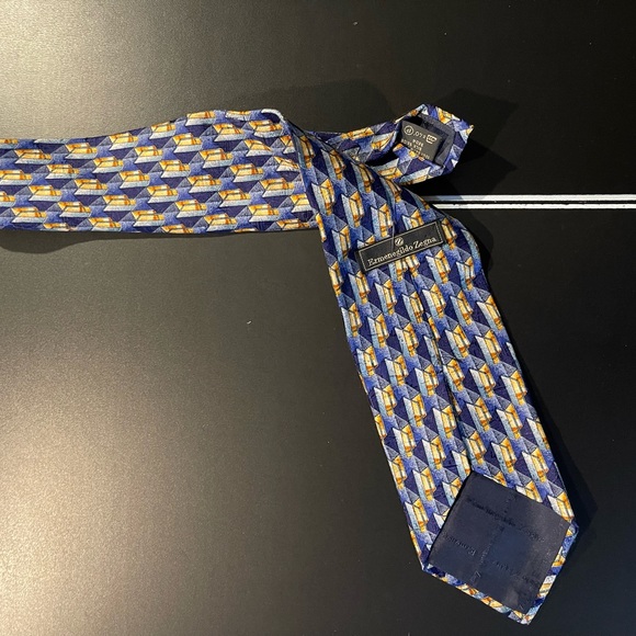 Ermenegildo Zegna Blue/Yellow Tie - Picture 2 of 5